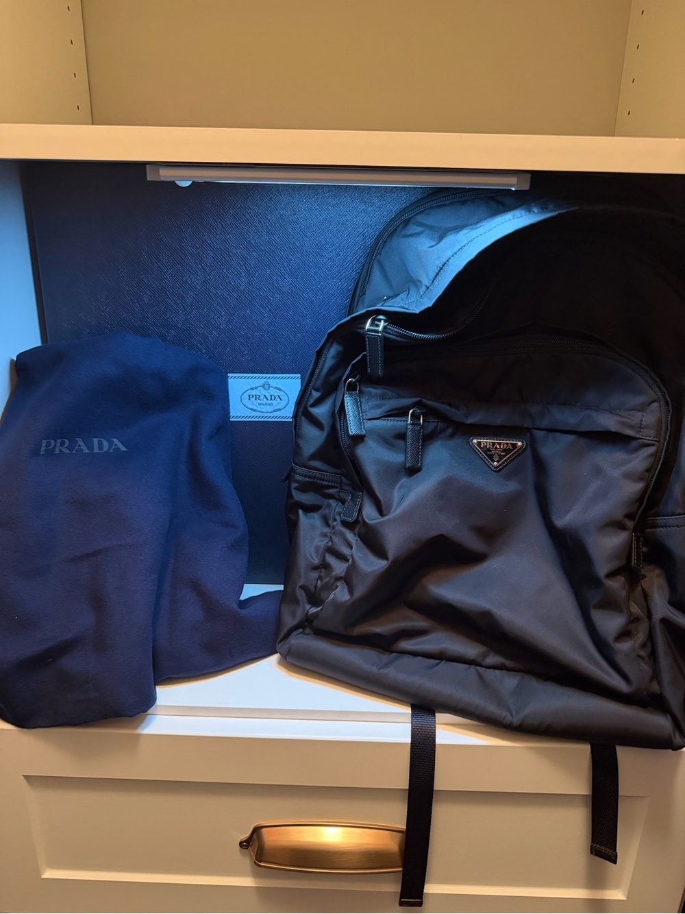 PRADA Re-Nylon and Saffiano Leather Backpack